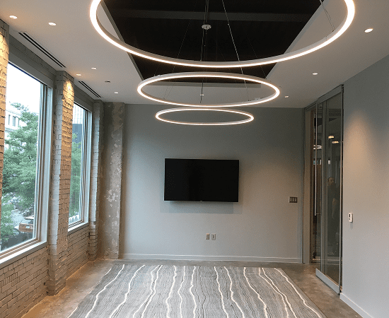 Contemporary space with wall-mounted TV
